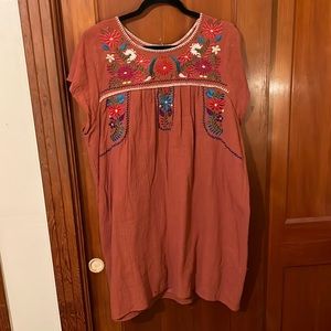 Burnt Orange Embroidered Dress